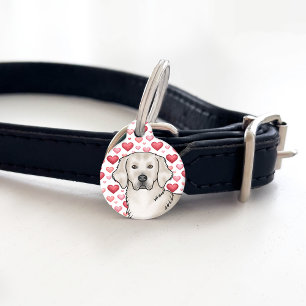 English Cream Golden Retriever Hund rosa rote Herz Haustiermarke