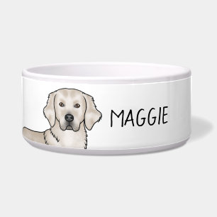 English Cream Golden Retriever Hund und benutzerde Napf