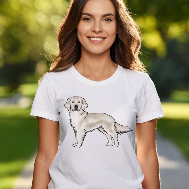 English Cream Golden Retriever Niedlich Cartoon Do T-Shirt (Please note: This image is a digital mockup.)