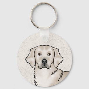 English Cream Golden Retriever Süßer Hundeporträt Schlüsselanhänger