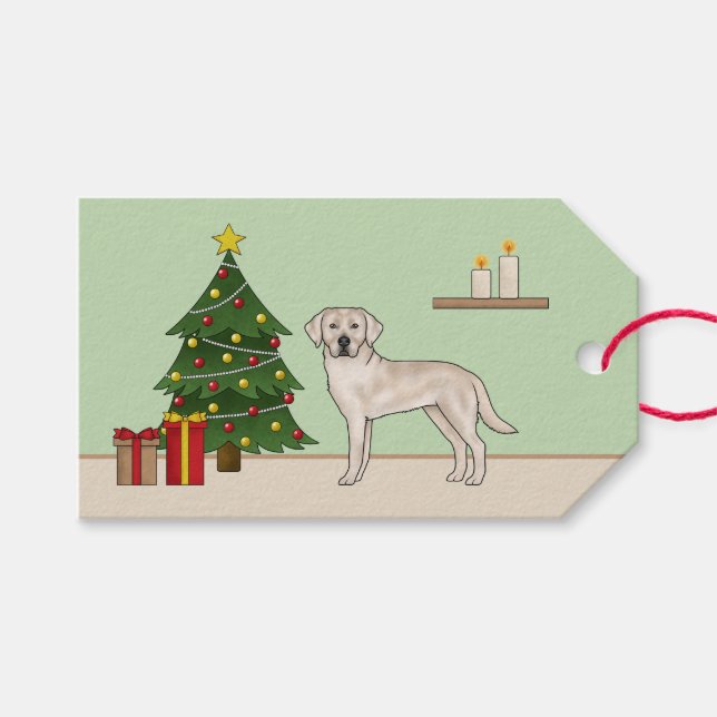 English Cream Labrador Retriever Christmas Tree Geschenkanhänger (Vorderseite (Horizontal))
