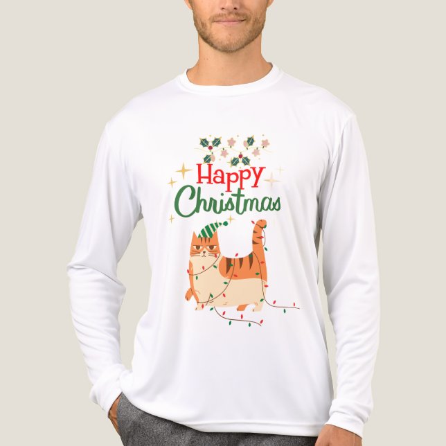 English: Cute Cat Lover 'Happy Christmas Tri-Blend Shirt (Vorderseite)