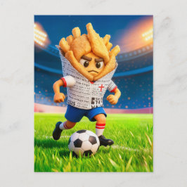 English fish and chips soccer player character postkarte