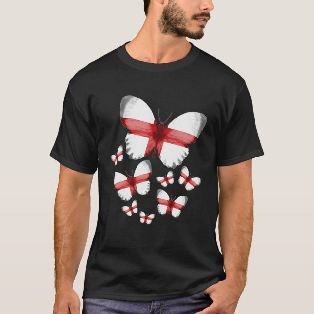 English Flag Butterfly Idea For Women & Flag Of En T-Shirt (Vorderseite)