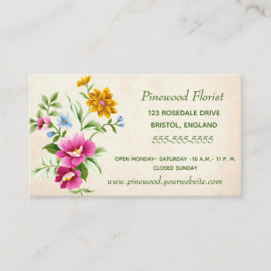 English Floral Bouquet Visitenkarte
