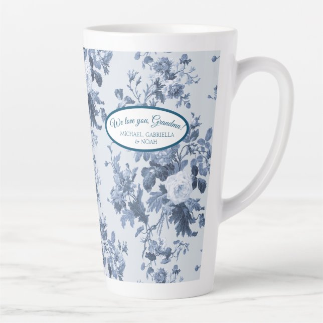 English Floral Garden Dusty Blue n White Oma Milchtasse (Rechts)