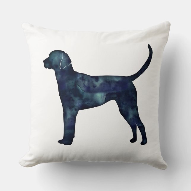 English Foxhound Black Watercolor Hund Silhouette Kissen (Vorderseite)