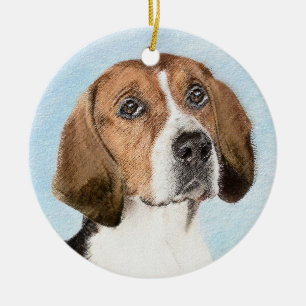 English Foxhound Painting - Niedliche Original Dog Keramik Ornament