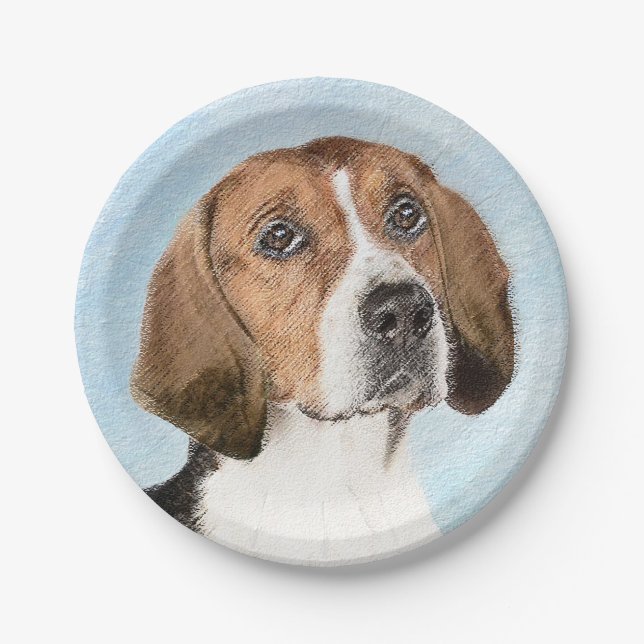 English Foxhound Painting - Niedliche Original Dog Pappteller (Vorderseite)
