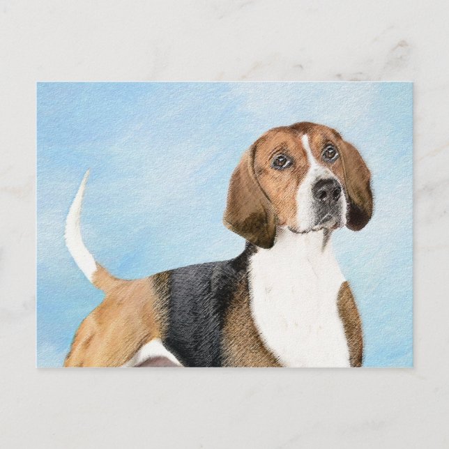 English Foxhound Painting - Niedliche Original Dog Postkarte (Vorderseite)