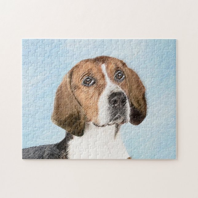 English Foxhound Painting - Niedliche Original Dog Puzzle (Horizontal)