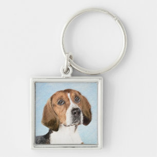 English Foxhound Painting - Niedliche Original Dog Schlüsselanhänger