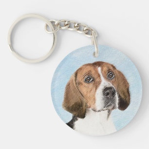 English Foxhound Painting - Niedliche Original Dog Schlüsselanhänger