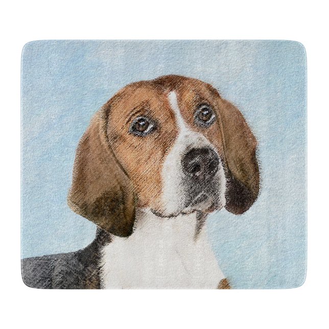 English Foxhound Painting - Niedliche Original Dog Schneidebrett (Vorderseite)
