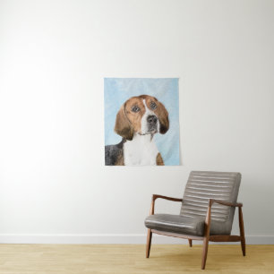 English Foxhound Painting - Niedliche Original Dog Wandteppich