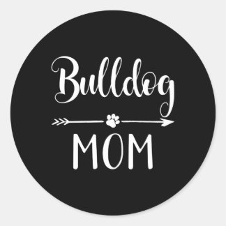 English French American Bulldog Mama Runder Aufkleber