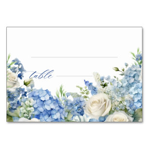 English Garden Blue Hydrangea White Roses Party Tischnummer