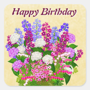 English Garden Blume Happy Birthday Sticker