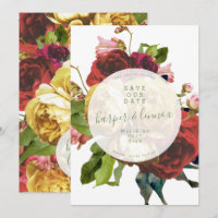 English Garden Boho Rose Circle Save the Date