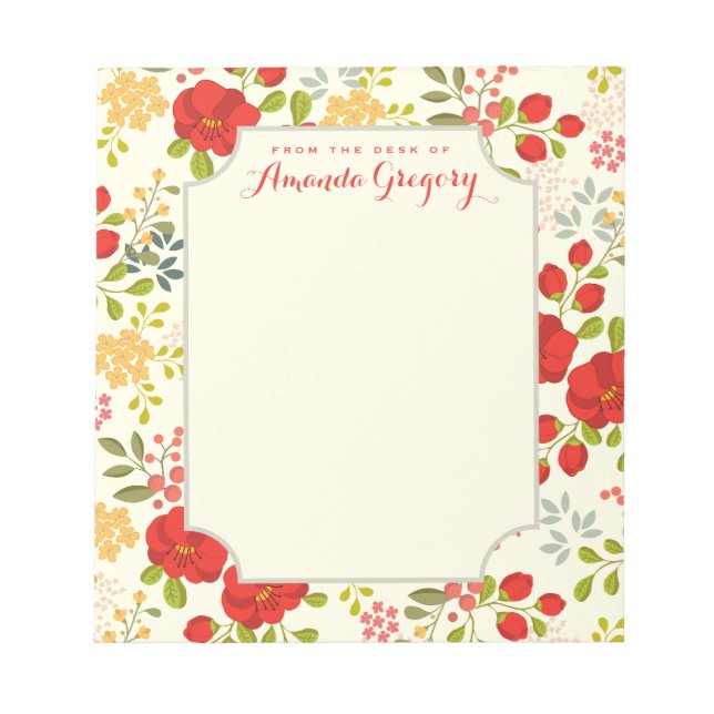 English Garden Floral Personalisiert Desk Notepad Notizblock (Vorderseite)