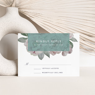 English Garden Floral RSVP Card   Jade