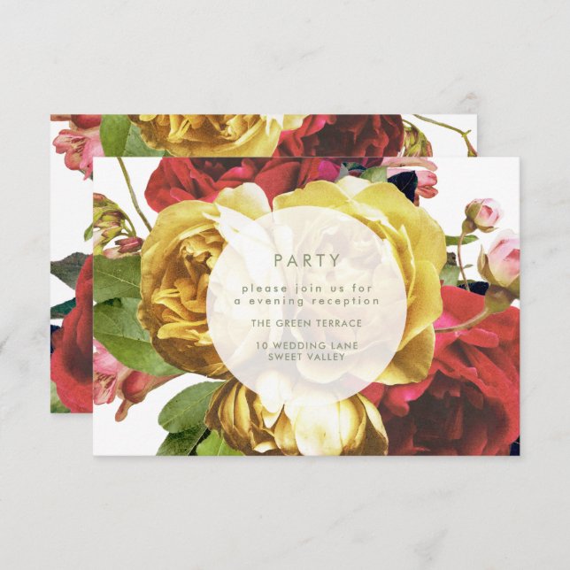 English Garden Party Wedding Card Einladung (Vorne/Hinten)