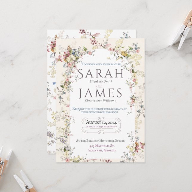 English Garden Party Wedding Einladung (Vorderseite/Rückseite Beispiel)