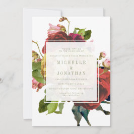 English Garden Vintage Rose Hochzeit Einladung
