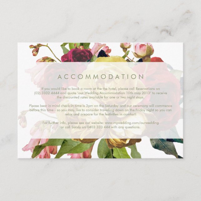 English Garden Vintage Rose Hochzeitskarte Begleitkarte (Vorderseite)