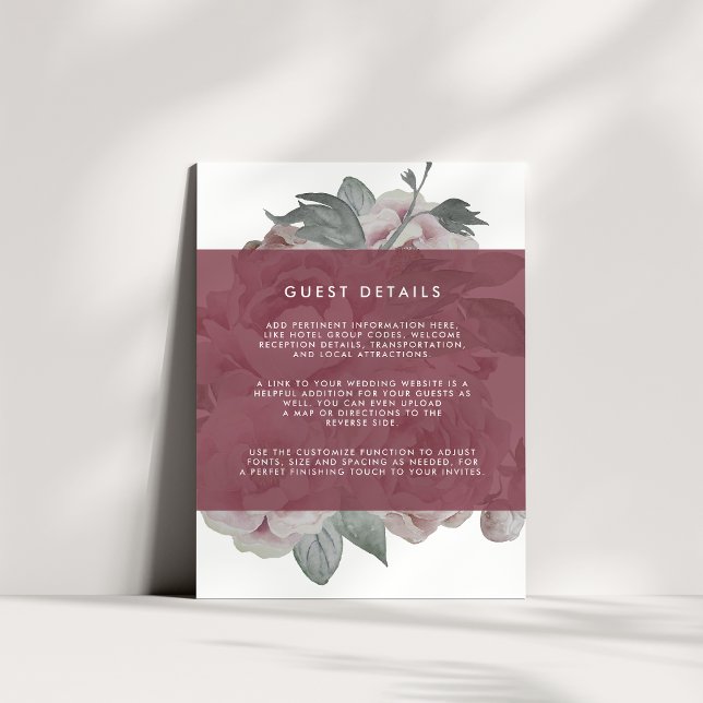 English Garden Wedding Details Card | Marsala Begleitkarte (Von Creator hochgeladen)