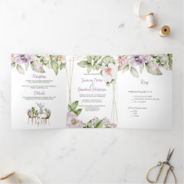 English Garden Wedding & Menu Einladung Tri-Fold