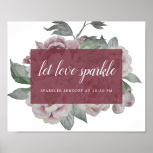 English Garden Wedding Sparkler Sendoff Sign Poster