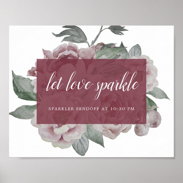 English Garden Wedding Sparkler Sendoff Sign Poster (Vorne)