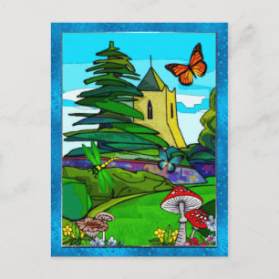 English Garden Whimsical Folk Art Postkarte