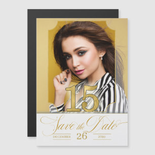 English Gold Quinceanera Foto Magnetkarte