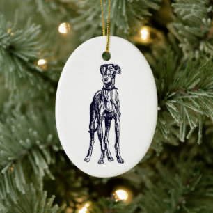 English Greyhound Keramik Ornament
