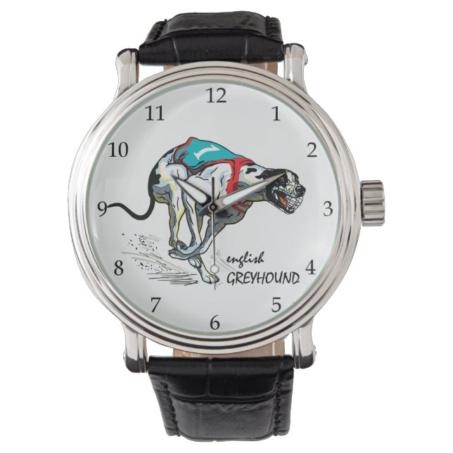 English Greyhound Race Dog Armbanduhr (Vorderseite)