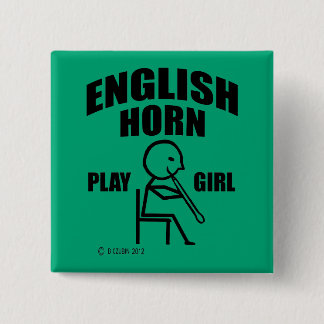 English Horn Play Girl Button