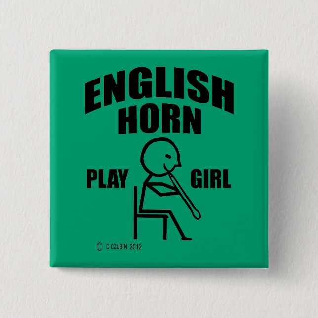 English Horn Play Girl Button (Vorderseite)