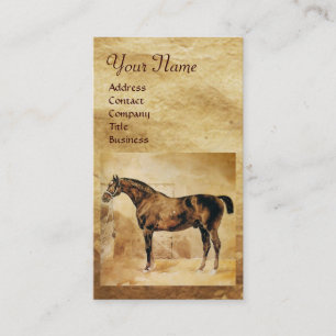 ENGLISH HORSE IN STABILEN Monogrammen Visitenkarte