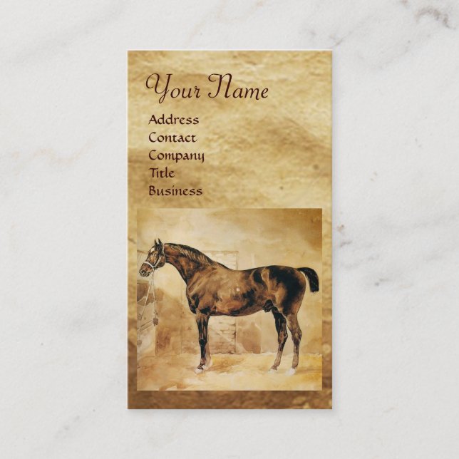 ENGLISH HORSE IN STABILEN Monogrammen Visitenkarte (Vorderseite)
