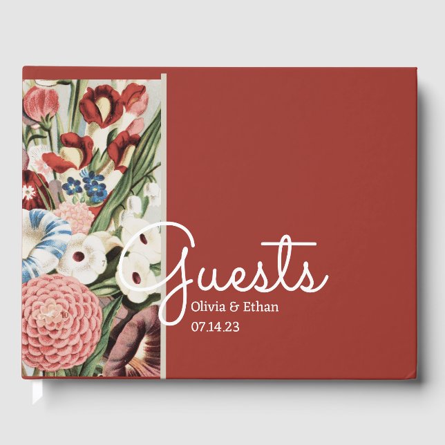 English Hütte Wedding Guest Book Rose Red Gästebuch (Vorderseite)