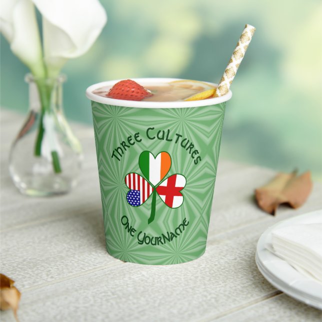 English Irish American Shamrock Personalized Text  Pappbecher (In Situ)
