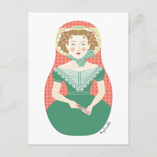 English Ivy Matryoshka Postcard Postkarte (Vorderseite)