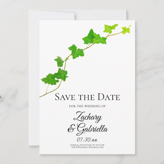 English Ivy Wedding Save the Date (Vorderseite)