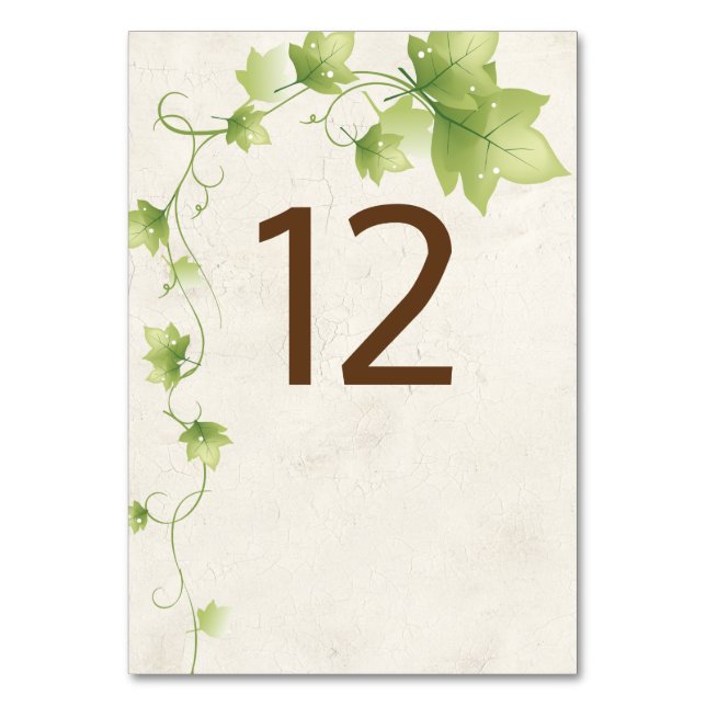 English Ivy Wedding Tischnummer Card (Vorderseite)