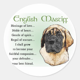 English Mastiff Art Geschenke Runder Aufkleber