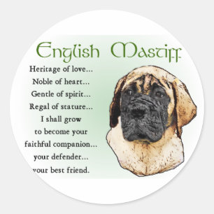 English Mastiff Art Geschenke Runder Aufkleber