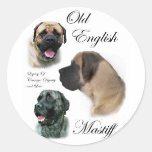 English Mastiff Art Geschenke Runder Aufkleber