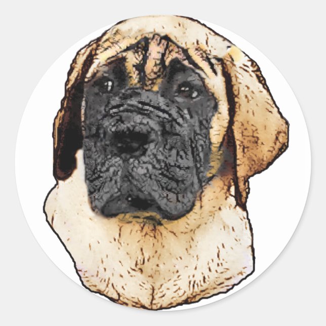 English Mastiff Art Geschenke Runder Aufkleber (Vorderseite)